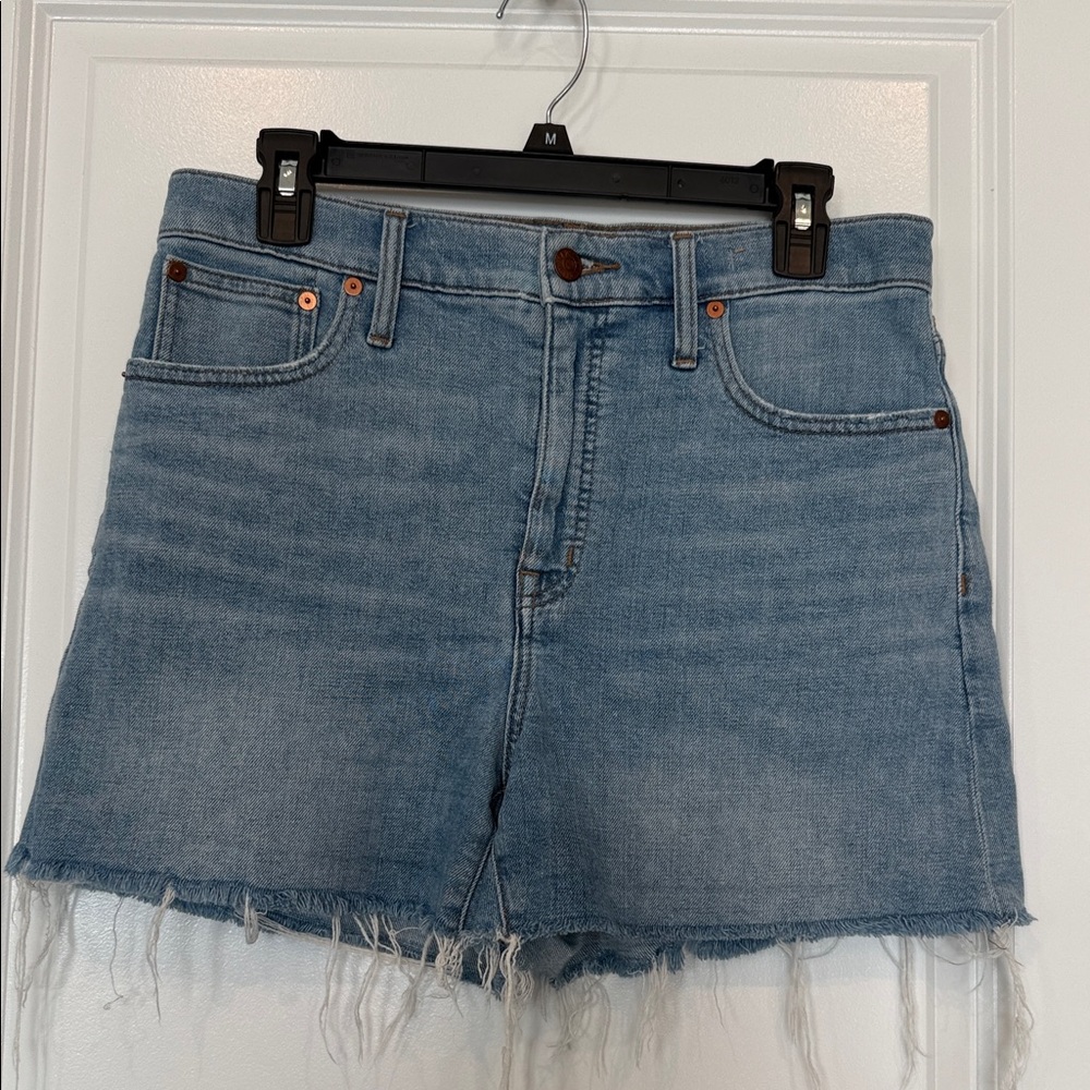 Madewell Light Blue Frayed Denim Shorts